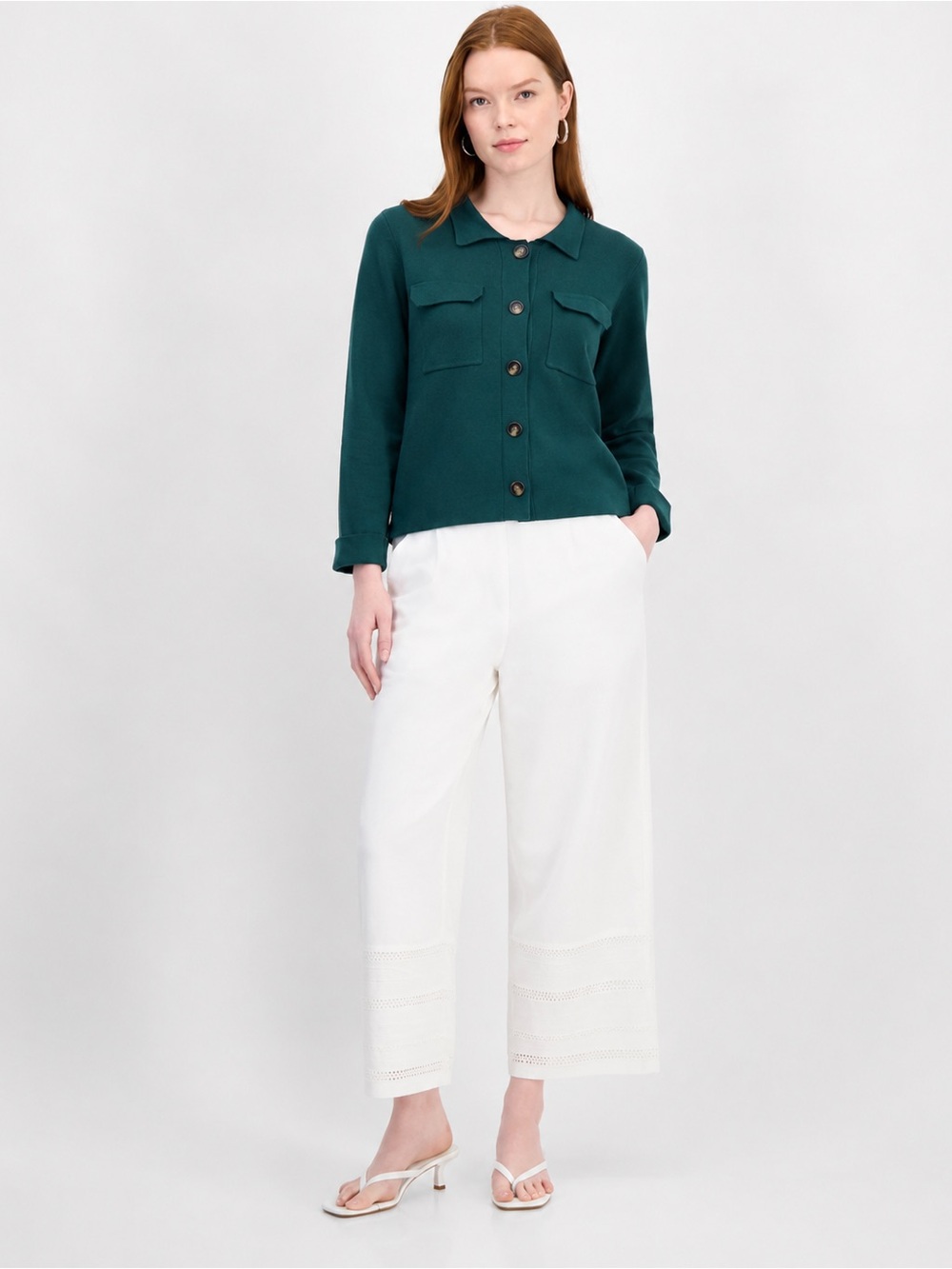 Teal Green Button-Up Women's Jacket/Cardigan